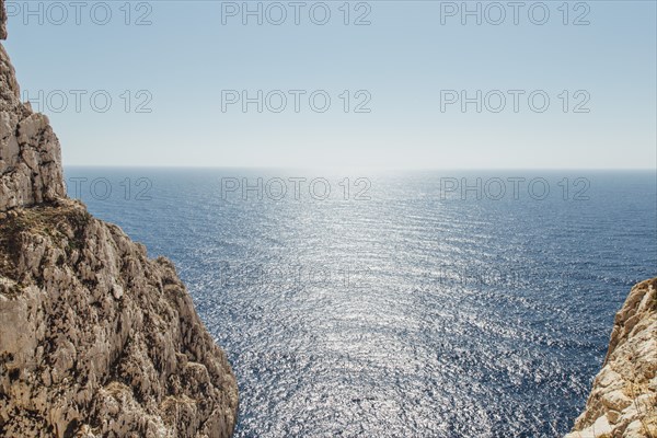 Scenic view of ocean near rock formation