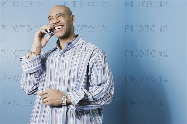 African American man talking on cell phone
