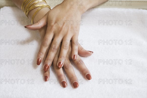 Close up of woman's hands with fresh manicure