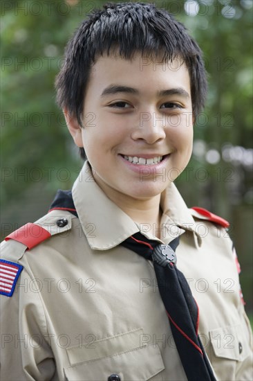 Asian boy wearing uniform