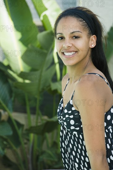 Mixed race woman posing outdoors