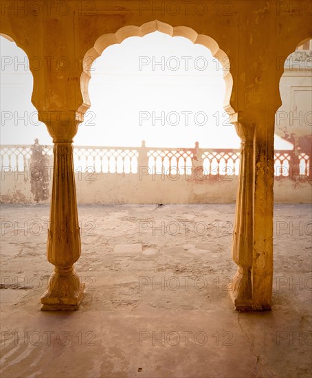 Ornate Indian arch and courtyard