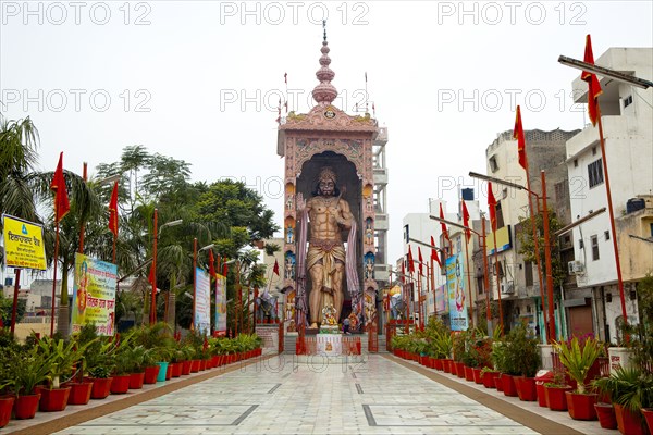 Large Indian statue of Hanuman in urban temple