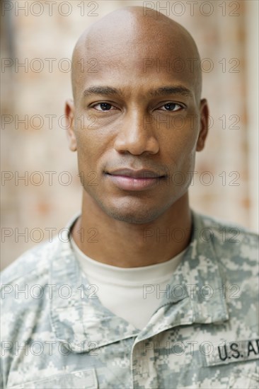 Serious Black soldier in uniform