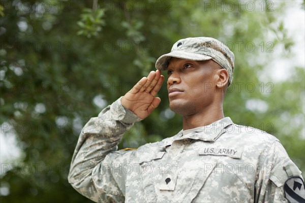 Black soldier saluting