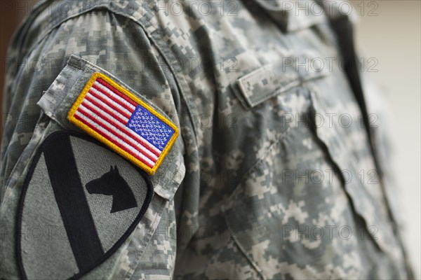 American flag patch on soldier's uniform