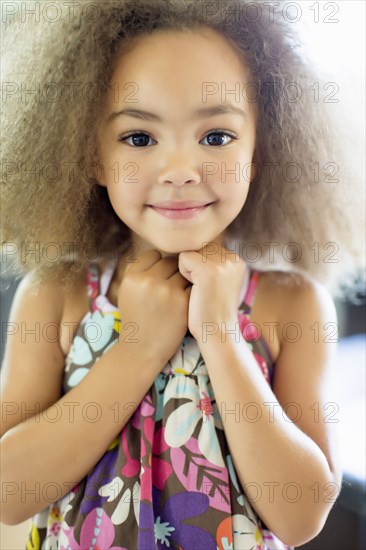 Smiling mixed race girl