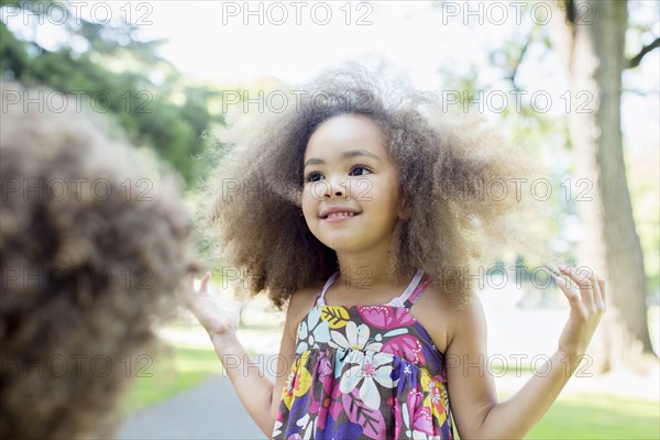 Smiling mixed race girl