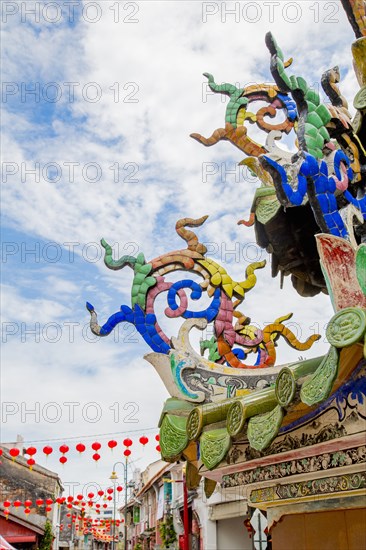 Close up of Clan Jetty decorated for Chinese New Year
