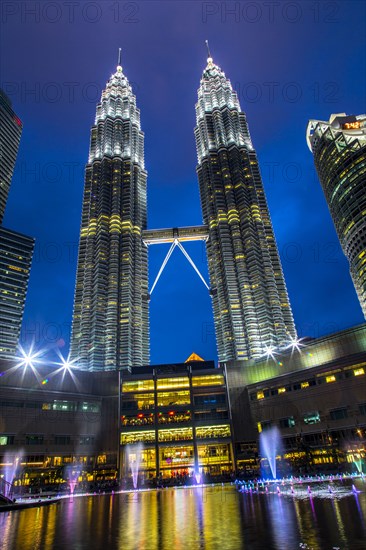 Petronas Twin Towers lit up at night