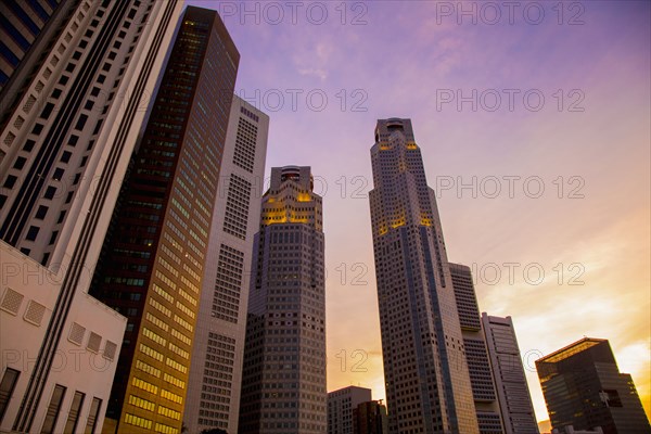 Singapore city skyline and sunset sky