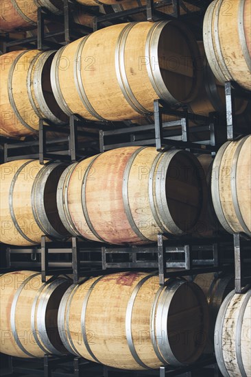 Wine barrels aging