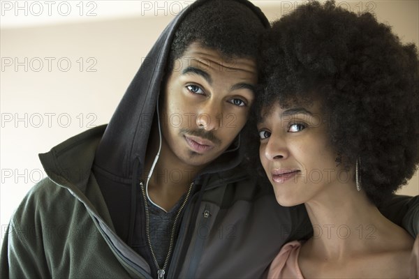 Mixed race mother and son smiling