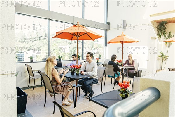 People having lunch in cafe