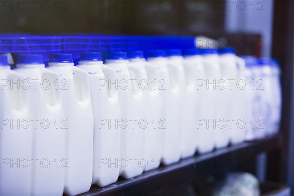 Close up of fresh cartons of milk