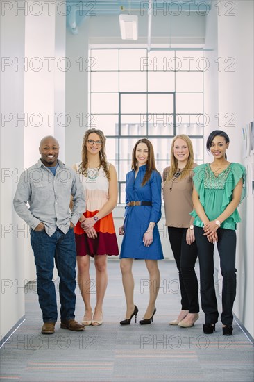 Business people smiling in office