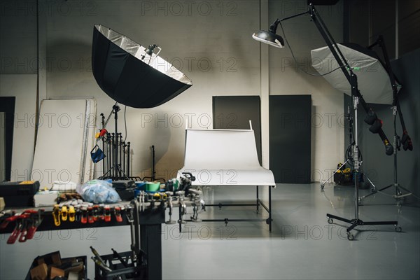 Empty set in photography studio