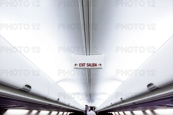 Exit sign in airplane