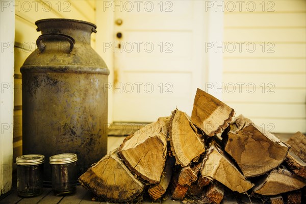 Firewood logs on patio