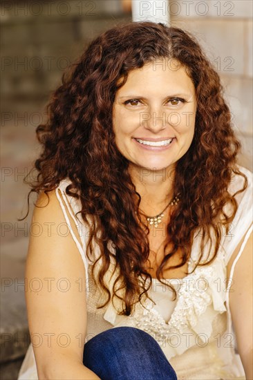 Caucasian woman smiling outdoors