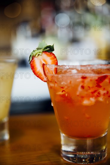 Close up of strawberry cocktail