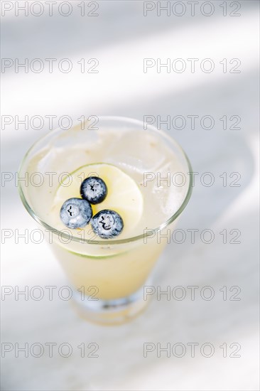 Close up of blueberry and lemon cocktail