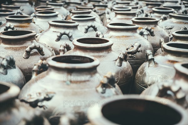 High angle view of empty pots