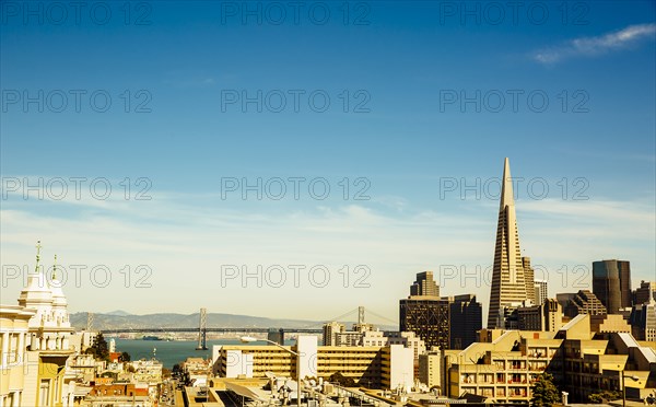 San Francisco cityscape under blue sky
