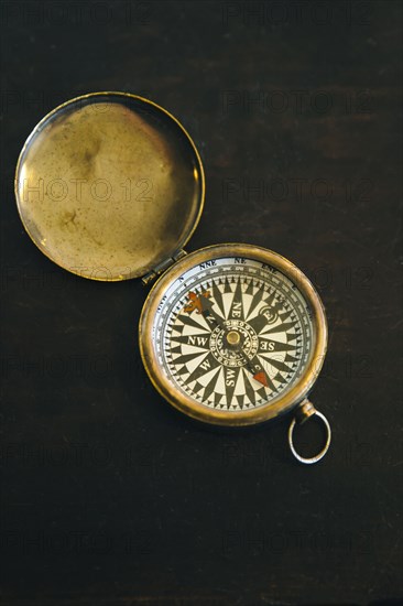 Close up of vintage compass