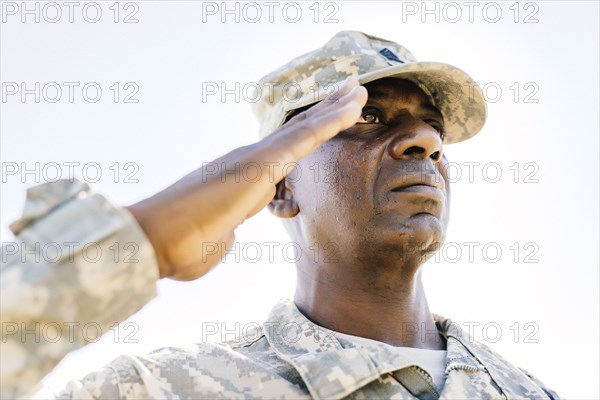 Black soldier saluting