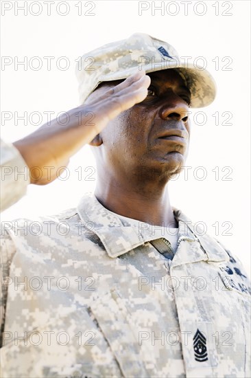 Black soldier saluting