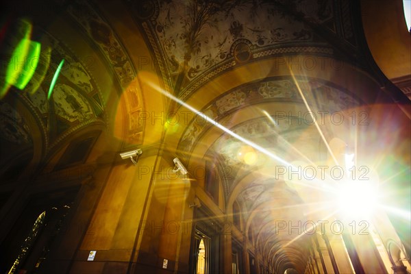 Sunbeams in ornate church