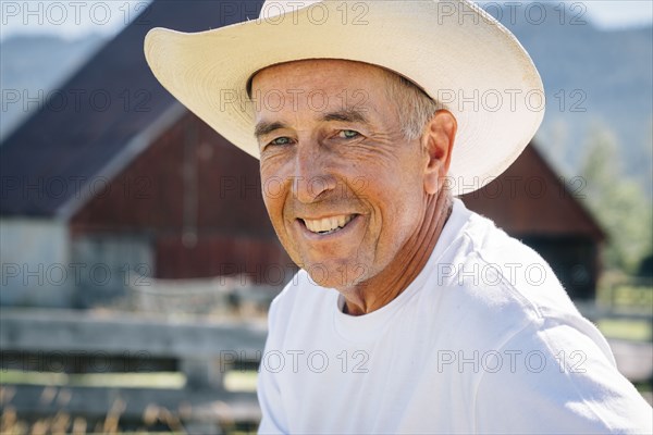 Portrait of smiling Caucasian farmer