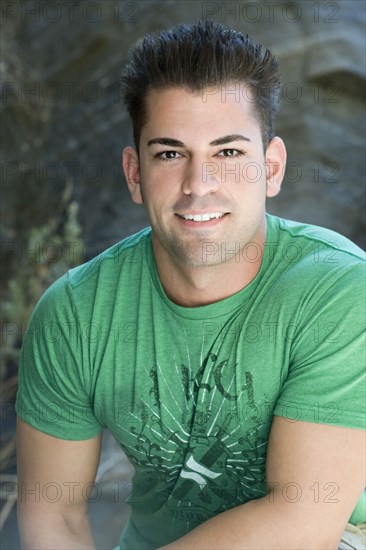 Close up of smiling Hispanic man