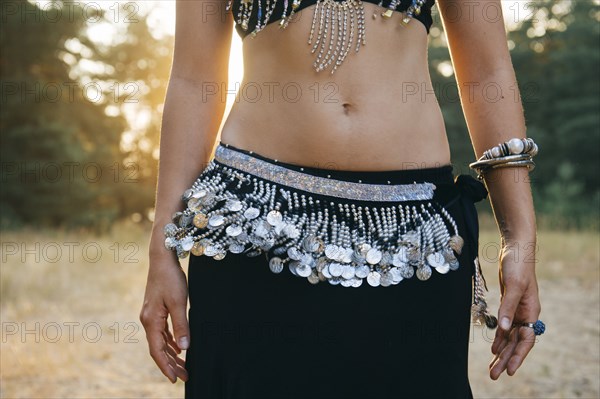 Ornate belt of Caucasian belly dancer