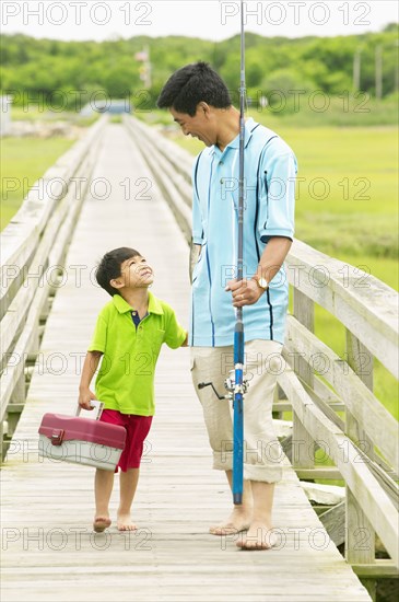 Father and son going fishing