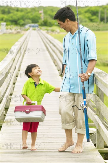 Father and son going fishing