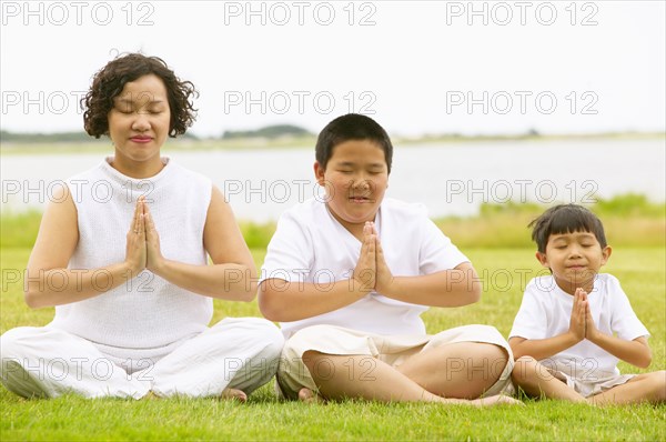 Family meditating