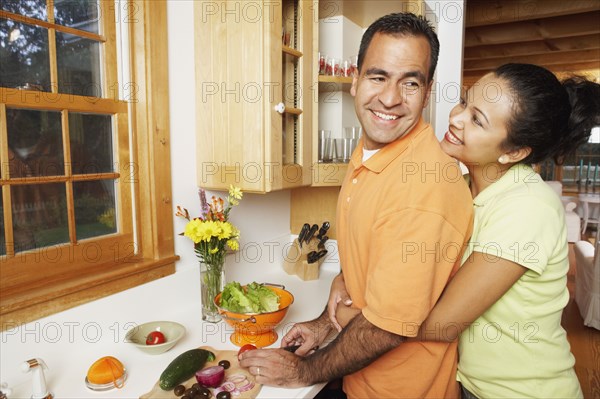 Couple cooking together