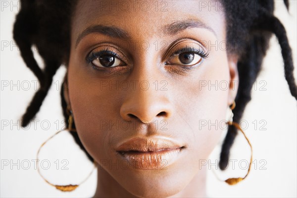 Close up of serious African woman