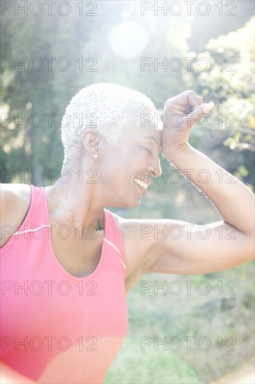 Mixed race woman in sportswear outdoors