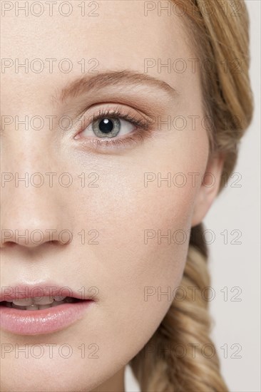 Close up of Caucasian woman's face