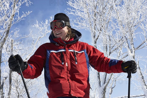 Caucasian man skiing