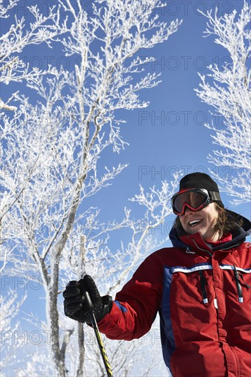 Caucasian man skiing