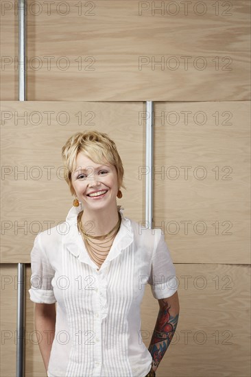 Caucasian businesswoman smiling