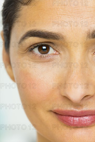 Close up of mixed race woman's face