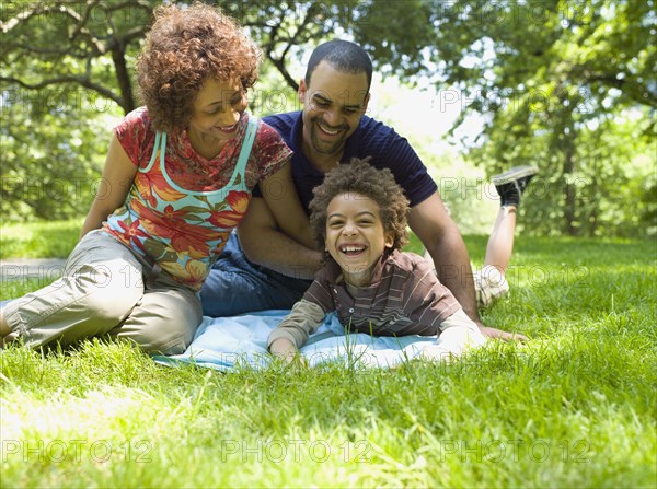 Family having fun in park