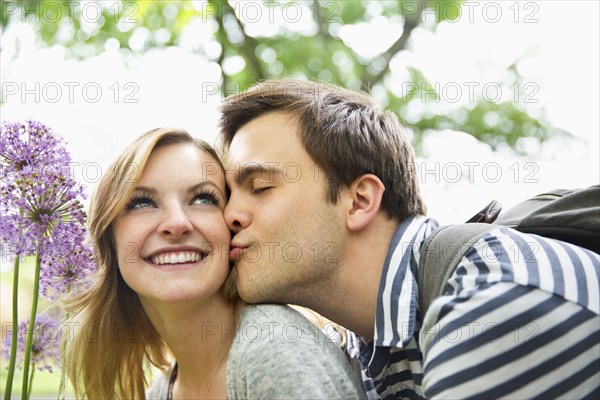 Caucasian couple kissing