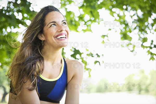 Mixed race woman smiling outdoors