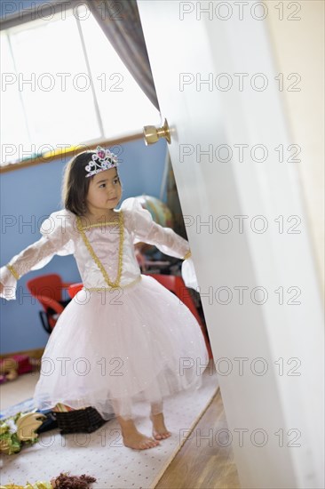 Asian girl dressing up in princess costume